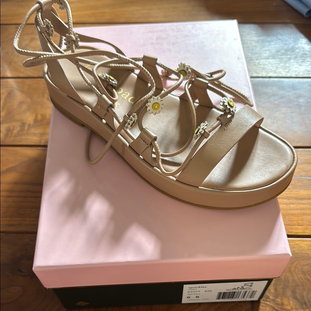 Kate Spade Tan Sandals with Lace-Up Design
